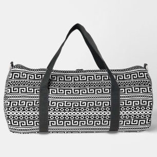 Bolso De Deporte Grande Laberinto lineal azteca monocromo de la antigua Gr