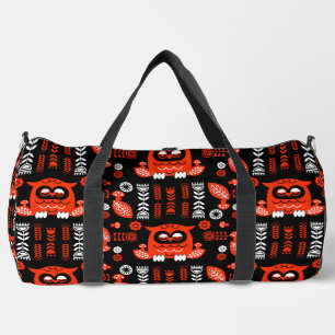 Bolso De Deporte Grande Lechuza Nórdica naranja Y Negro