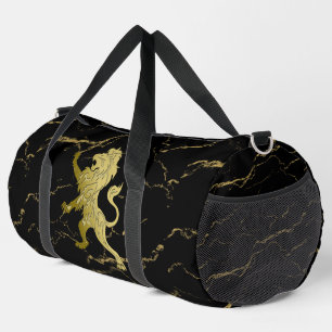 Bolso De Deporte Grande León Real Dorado Mármol Negro