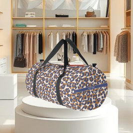 Bolso De Deporte Grande Leopardo Print-Blue y Brown-