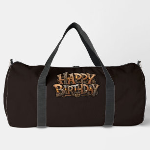 Bolso De Deporte Grande Letras de feliz cumpleaños steampunk