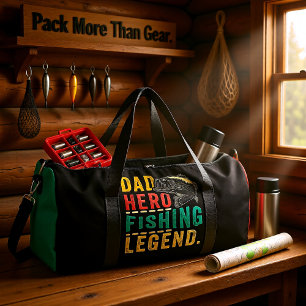 Bolso De Deporte Grande Leyenda de la pesca héroe papá