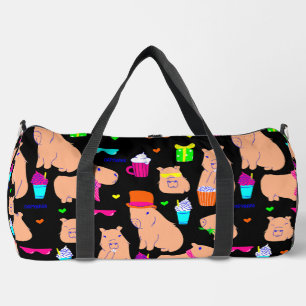 Bolso De Deporte Grande lindo capibara divertido animal negro