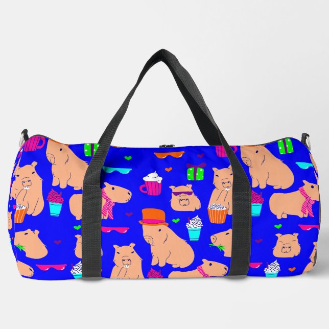 Bolso De Deporte Grande lindo capibara divertido azul (Anverso)