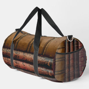 Bolso De Deporte Grande Lomos de Libros de Cuero Antiguo Biblioteca Dark A