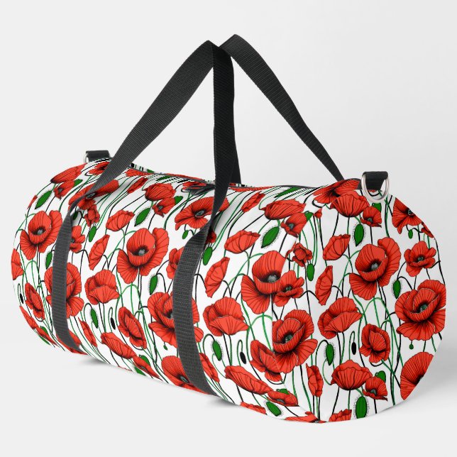 Bolso De Deporte Grande Los lapachos rojos en un campo sobre blanco (Esquina izquierda)