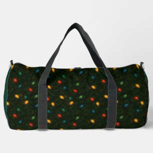 Bolso De Deporte Grande Luces de Navidad envueltas en hojas de acebo estam