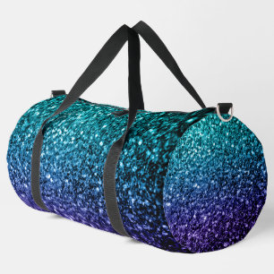 Bolso De Deporte Grande Luces purpurinas sombríos azul Aqua