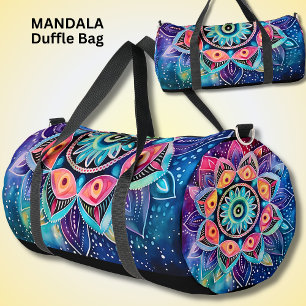 Bolso De Deporte Grande Luminoso color Mandala azul Aqua rosa