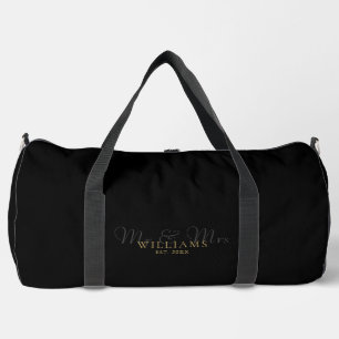 Bolso De Deporte Grande Luna de miel de boda de Mr y Mrs de oro y negro