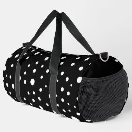 Bolso De Deporte Grande Lunares Blancos en Negro Grande