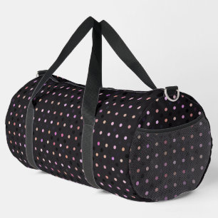 Bolso De Deporte Grande lunares rosas y morados sobre gris