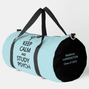 Bolso De Deporte Grande Mantener la calma y el estudio Psych nombre, texto