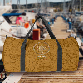 Bolso De Deporte Grande Mapa de monograma de cuerda náutica marrón