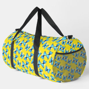 Bolso De Deporte Grande Mariposas azules sobre amarillo