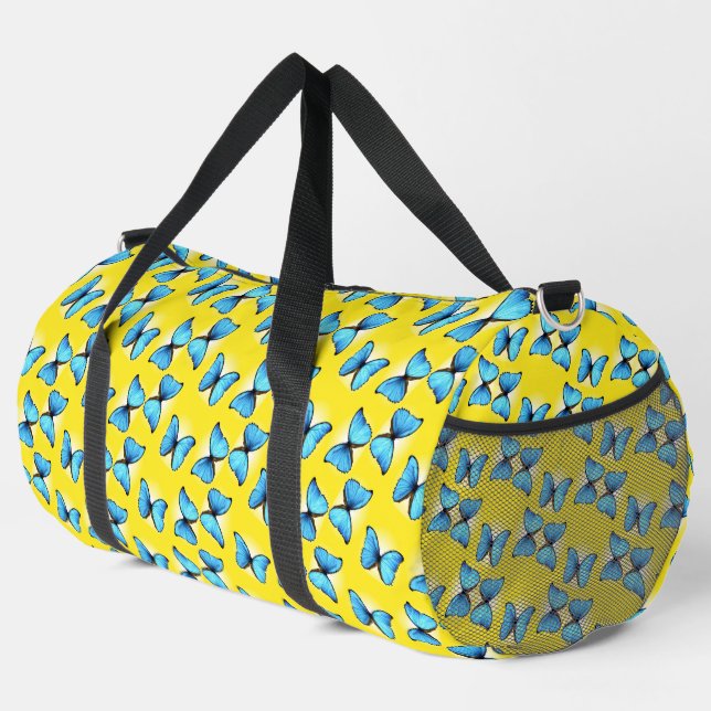 Bolso De Deporte Grande Mariposas azules sobre amarillo (Esquina derecha)