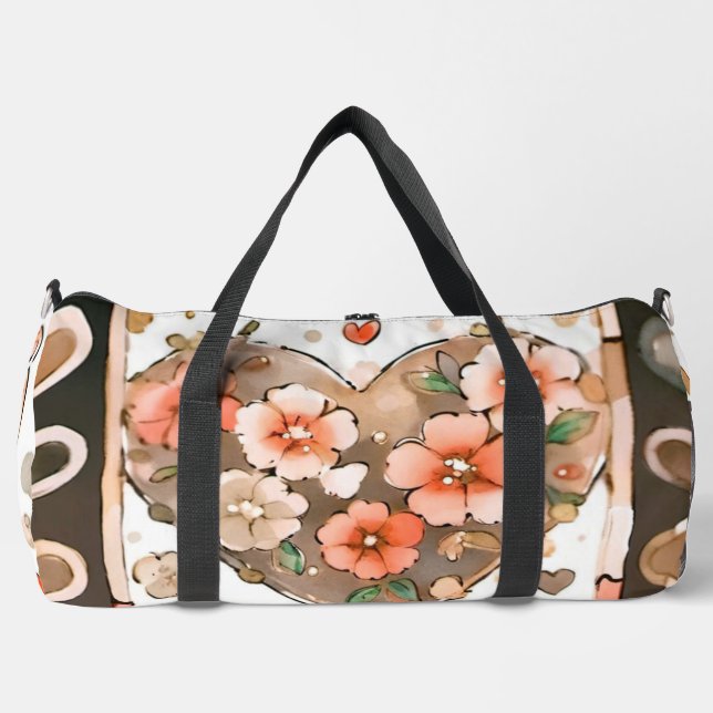 Bolso De Deporte Grande Mariposas, corazones y flores (Anverso)