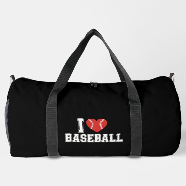 Bolso De Deporte Grande Me encanta el béisbol (Reverso)