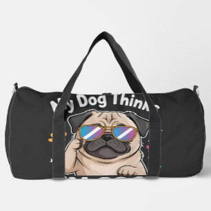 Bolso De Deporte Grande Mi perro piensa que soy genial, eso es todo lo que