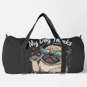 Bolso De Deporte Grande Mi perro piensa que soy genial, eso es todo lo que