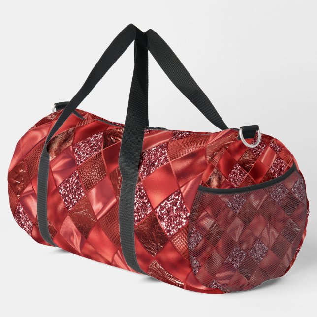 BOLSO DE DEPORTE GRANDE MIRADA DE TEXTURA DE DIAMANTE ROJO SHINY (Esquina derecha)