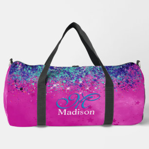 Bolso De Deporte Grande Moda aqua purpurina rosado  monograma impreso