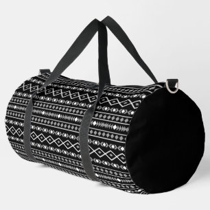 Bolso De Deporte Grande Modalidades aztecas Patrón Blanco gris