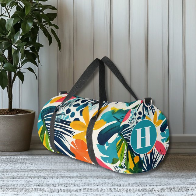 Bolso De Deporte Grande Modelo de resumen tropical monograma personalizado (Subido por el creador)