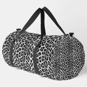 Bolso De Deporte Grande Monocromo blanco y negro, patrón leopardo