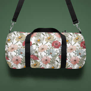Bolso De Deporte Grande Monograma Boho Patrón floral de flores silvestres