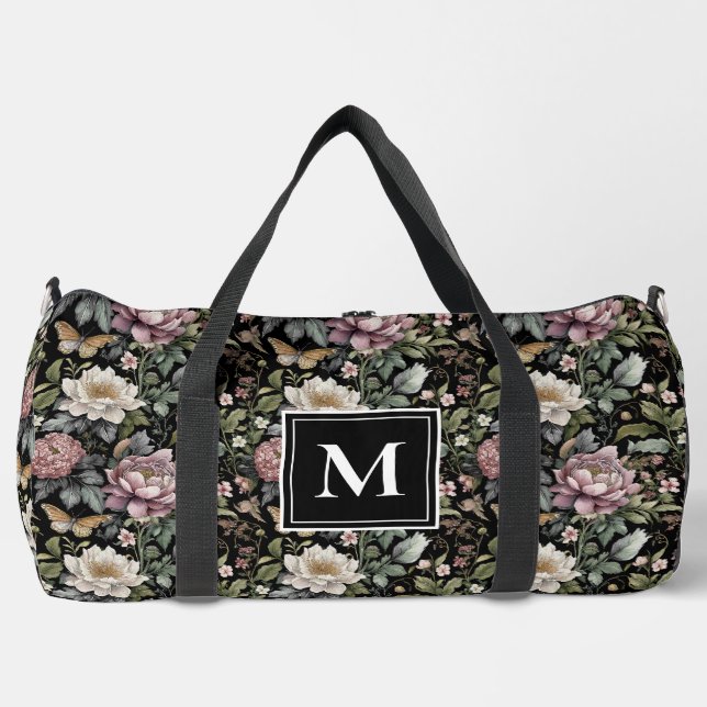 Bolso De Deporte Grande Monograma Botánico Floral Negro (Anverso)