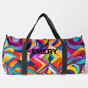 Bolso De Deporte Grande Monograma colorido del patrón de resumen de las ni