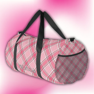 Bolso De Deporte Grande Monograma con el nombre rosado y blanco