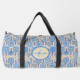 Bolso De Deporte Grande Monograma de baloncesto azul