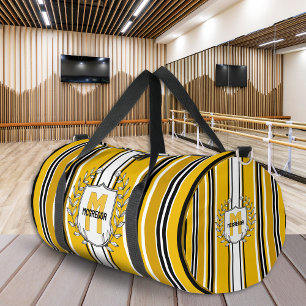Bolso De Deporte Grande Monograma de franjas negras amarillas y personaliz