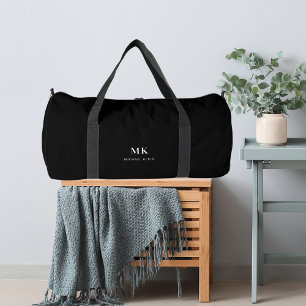Bolso De Deporte Grande Monograma de nombre blanco negro