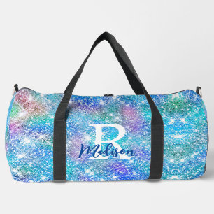 Bolso De Deporte Grande Monograma de purpurina rosa azul de unicornio libi