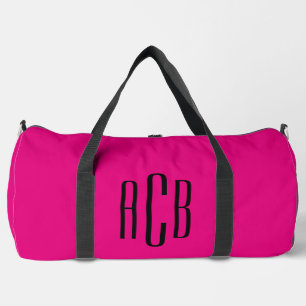 Bolso De Deporte Grande Monograma de tres letras rosa y negro