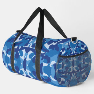 Bolso De Deporte Grande Monograma del patrón del ejército del camuflaje az