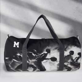 Bolso De Deporte Grande Monograma deportivo, blanco y negro, baloncesto