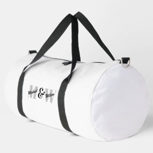 Bolso De Deporte Grande Monograma inicial blanco y negro personalizado