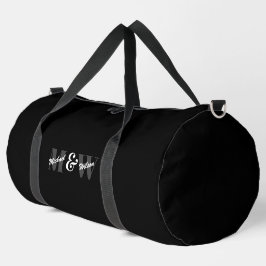 Bolso De Deporte Grande Monograma inicial blanco y negro personalizado