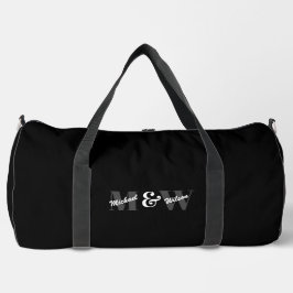 Bolso De Deporte Grande Monograma inicial blanco y negro personalizado