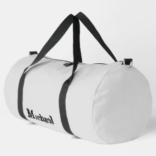 Bolso De Deporte Grande Monograma minimalista moderno con nombre gris negr