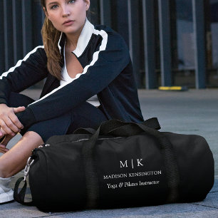 Bolso De Deporte Grande Monograma minimalista o Agregar logotipo Negra