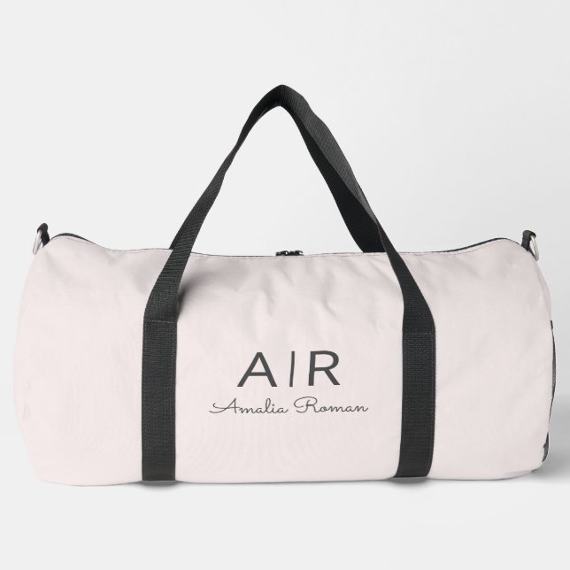 Bolso De Deporte Grande Monograma mínimo inicial y nombre Pastel rosa (Anverso)