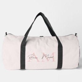 Bolso De Deporte Grande Monograma mínimo inicial y nombre Pastel rosa