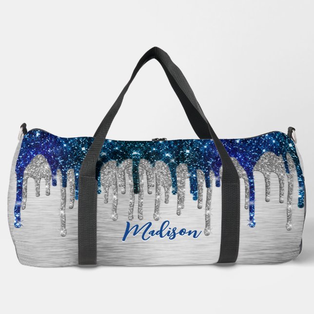 Bolso De Deporte Grande Monograma moderno de perforaciones de Purpurina az (Anverso)