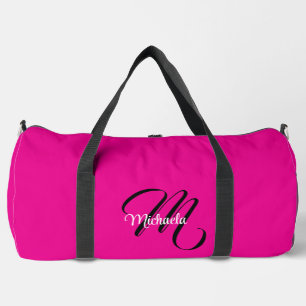 Bolso De Deporte Grande Monograma moderno minimalista nombre inicial rosad
