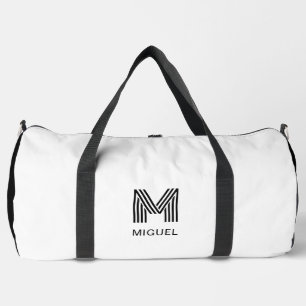 Bolso De Deporte Grande Monograma moderno simple negro y blanco